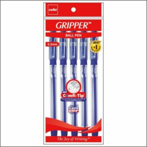 Cello Gripper Ball Point Pen, Blue, Pack of 5
