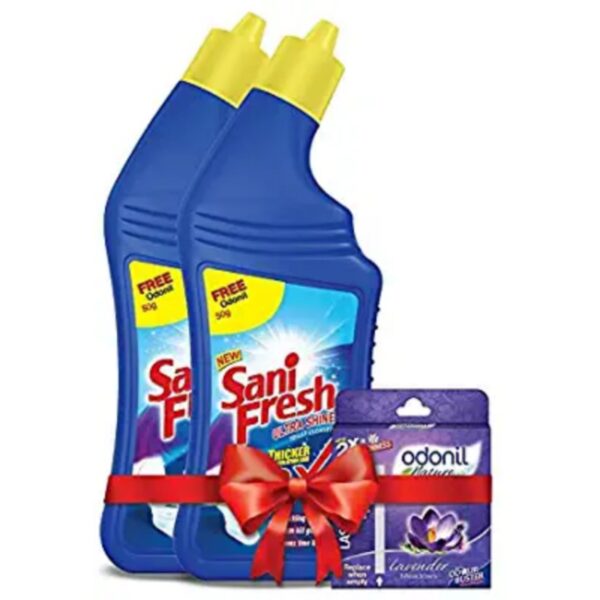 Sanifresh Shine Toilet Cleaner - 500ml (Pack of 2, with Free Odonil Air Freshener 50g)