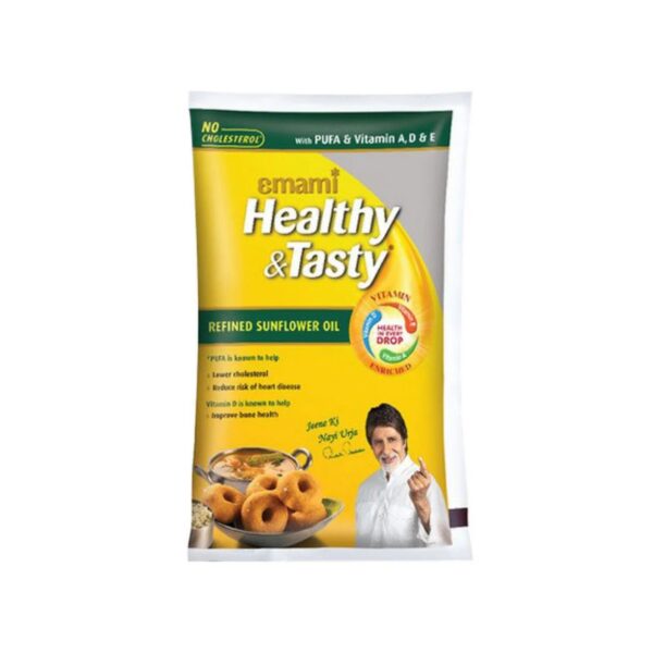 Emami Healthy and Tasty Refined Sunflower Oil, 1L Pouch