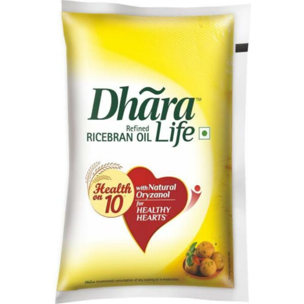 Dhara Rice Bran Oil Pouch, 1L