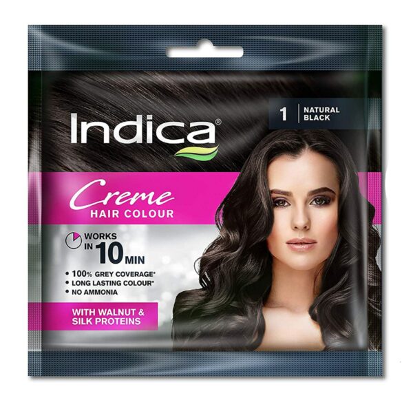 Indica Creme Hair Colour, Natural Black, 40ml