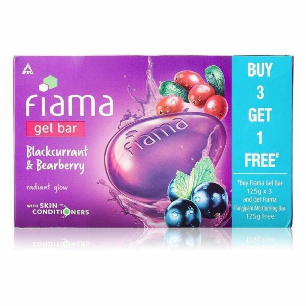Fiama Gel Bar Blackcurrant and Bearberry for radiant glowing skin, with skin conditioners, 125 g (Pack of 3)